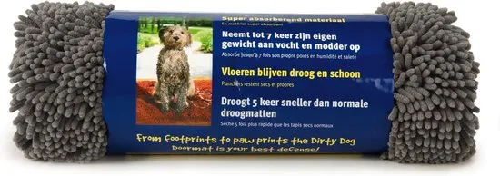 Dirty Dog  Droogloopmat Hond - Dierenmat - Grijs - 88 x 68 cm
