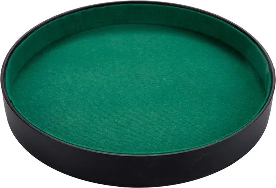 Dobbelsteenbak Zwart Kunstleer Groen Vilt 26 cm Pokerpiste