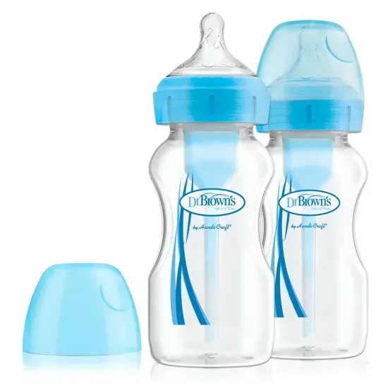 Dr. Brown's Options+ Anti-colic Bottle - Brede Halsfles - 270 ml - Duopack Blauw