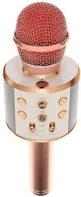 Draadloze Karaoke Microfoon Draadloos met Speaker Bluetooth Rosé Goud
