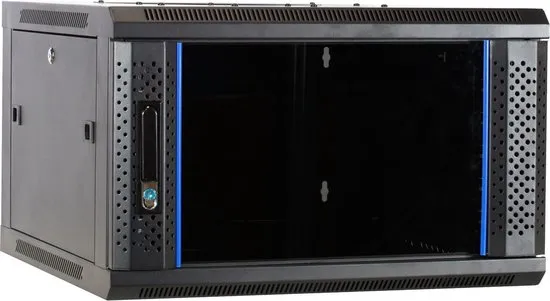 DSIT 6U Patchkast - Wandkast 19" met glazen voordeur, (BxDxH) 600x600x368mm