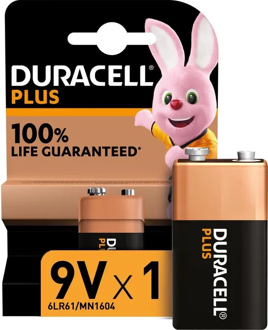 Duracell Plus 9 V batterijen, 1 stuk