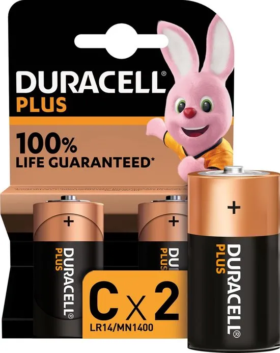 Duracell Plus Alkaline C batterijen, 2 stuks