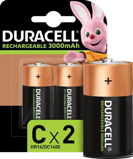 Duracell Rechargeable C 3000mAh batterijen, verpakking van 2