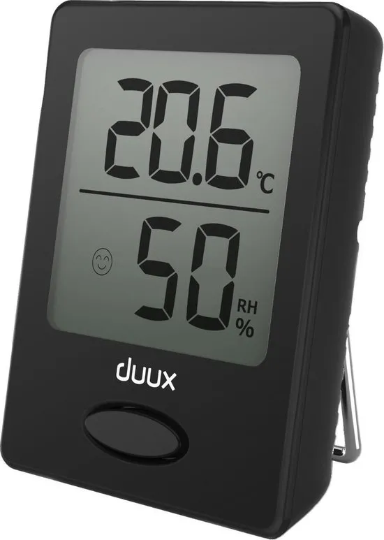 Duux Sense Hygrometer + Thermometer Zwart - Batterij - Magneetbevestiging