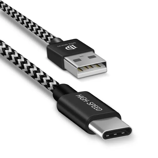 Dux Ducis Woven USB-C Male to USB Female kabel - 300cm - Black