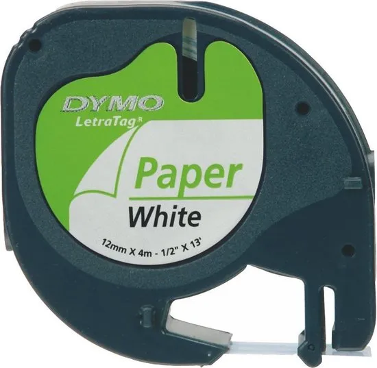 DYMO 91200 labeltape - Zwart op wit - Papier