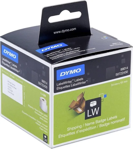 Dymo 99014 LW  Shipping/Namebadge Labels - 101x54mm / Wit / 1 x 220 roll