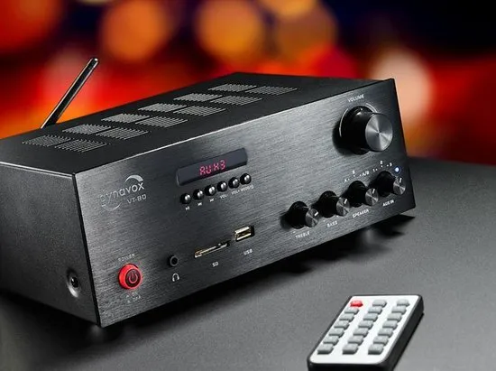 Dynavox VT-80 compacte stereo versterker A+B schakeling, USB, SD & bluetooth 160 Watt
