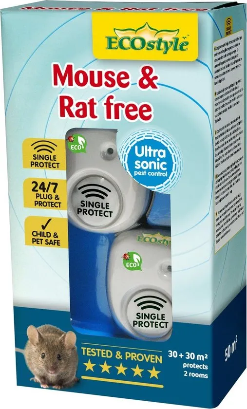 Ecostyle Mouse & Rat Free - Ongediertebestrijding - 30+30 m2 2 stuks