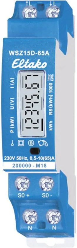 Eltako WSZ15D-65A MID kWh-meter 1-fase Digitaal 65 A Conform MID: Ja 1 stuk(s)