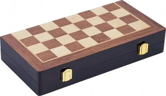 Engelhart Games Schaakspel hout opklapbaar. Speelveld 30 x 30 x 5.5 cm