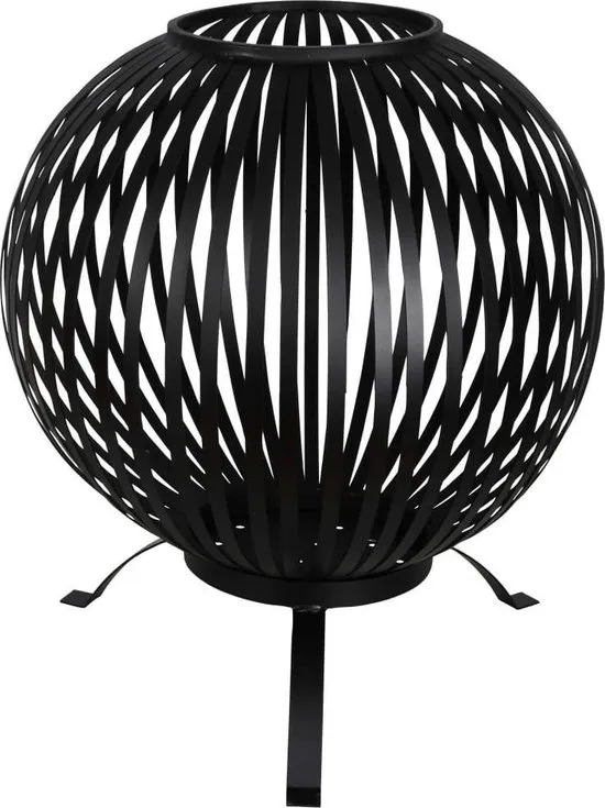 Esschert Design Vuurkorf balvormig strepen koolstofstaal zwart FF400