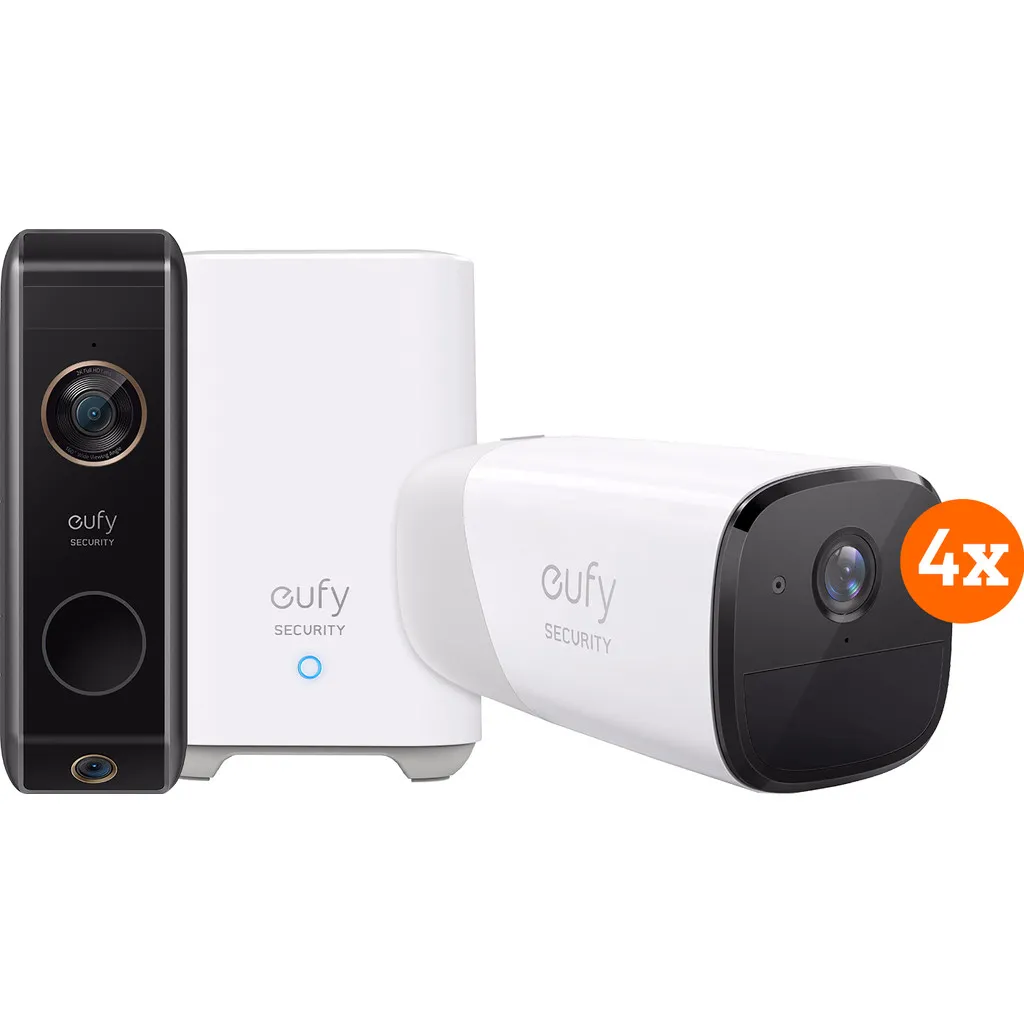 Eufycam 2 Pro 4-pack + Eufy Video Doorbell Dual 2 Pro