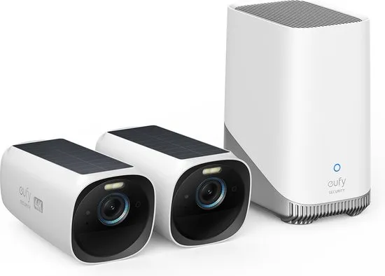 EufyCam 3 - S330 - 2 beveiligingscamera's / IP-camera's + HomeBase 3 - 4K resolutie - Geïntegreerd zonnepaneel