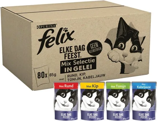 Felix Elke Dag Feest Mix Selectie in Gelei 80 x 85 gr