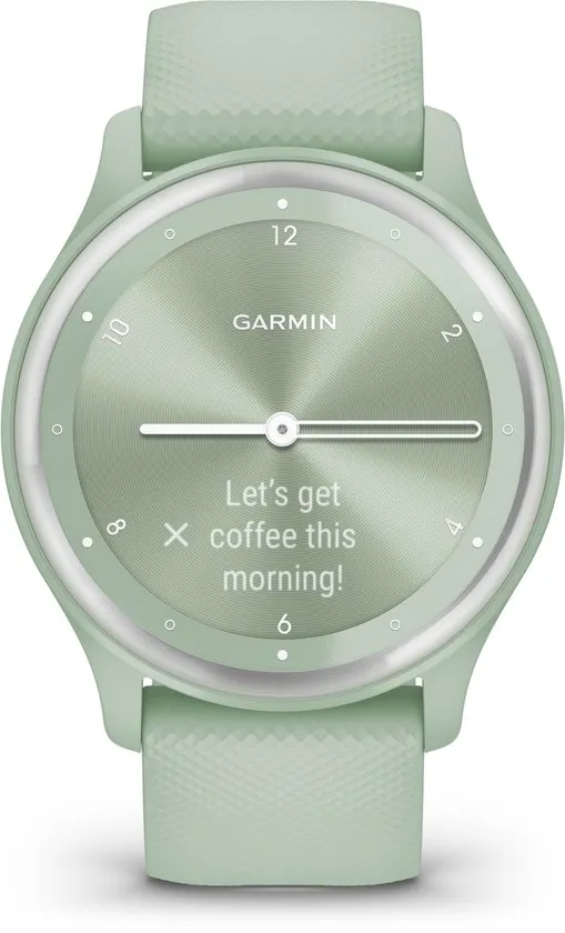 Garmin Vivomove Sport Hybrid smartwatch - Echte wijzers - Verborgen touchscreen - Connected GPS - Cool mint/ Zilver