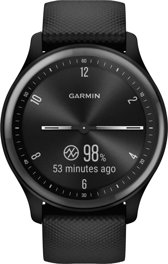 Garmin Vivomove Sport Hybrid smartwatch - Echte wijzers - Verborgen touchscreen - Connected GPS - Zwart