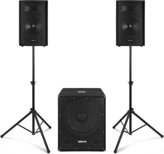 Geluidsinstallatie met Bluetooth - Vonyx VX1015BT - Geluidsinstallatie compleet met subwoofer en tops - 1000W