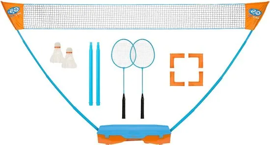 Get & Go Badminton Spel Set - Opzetbaar - Blauw/Oranje