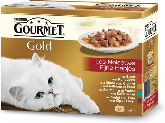 Gourmet Gold Fijne Hapjes - Kattenvoer - 12 x 85 g