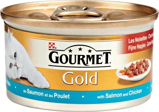Gourmet Gold Fijne Hapjes - Zalm en Kip - Kattenvoer - 24 x 85 g