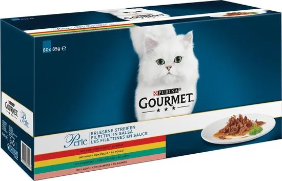 Gourmet Perle Mini Filets - Kip/Konijn/Rund/Zalm - Kattenvoer - 60 x 85 g