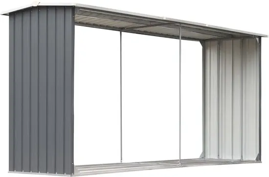 Haardhoutschuur 330x92x153 cm gegalvaniseerd staal grijs