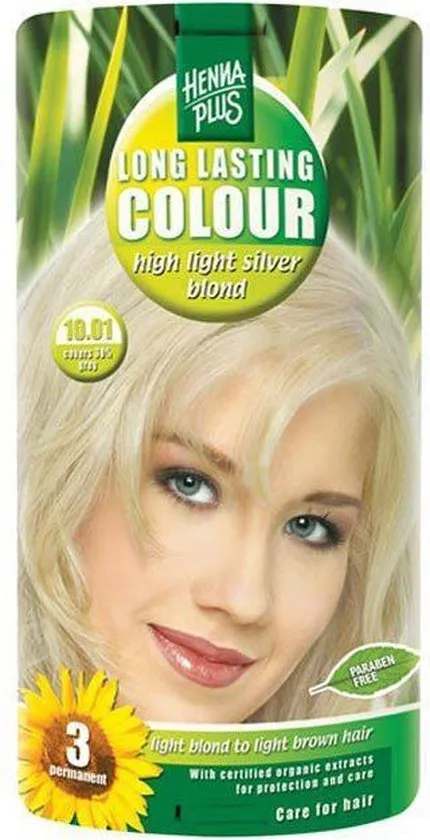 Hennaplus Long Lasting Colours 10.01 High Light Silver Blond - Haarverf