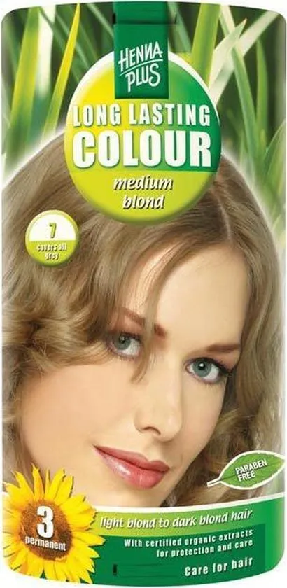 Hennaplus Long Lasting Colours 7 Medium Blond - Haarverf