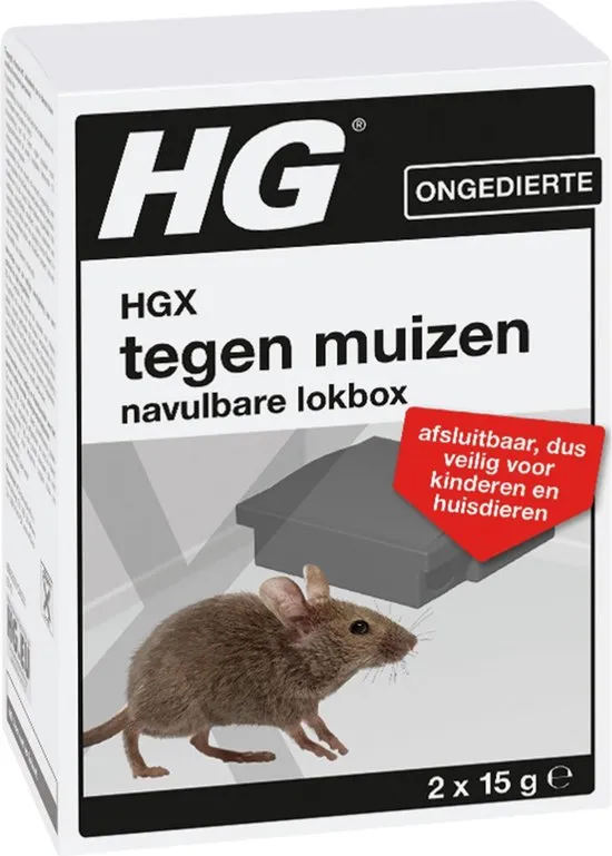 HGX tegen muizen navulbare lokbox - 2 x 15g - effectieve bestrijdingsmiddel