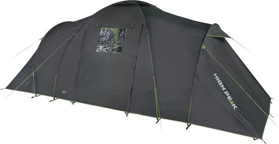 High Peak vis-à-vis familietent Como 6.0, 6 persoons camping tent met woonkoepel en bergruimte, grote festivaltent met stahoogte, royale tent met 2 ruime slaapcabines, dubbeldaks, 3.000 mm waterdicht, ventilatiesysteem,  muggenbescherming
