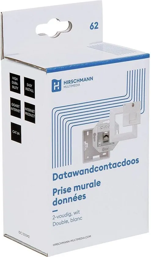 Hirschmann - IDC 1000M2 SHOP - Data wandcontactdoos 2x RJ 45, inbouw/opbouw, wit