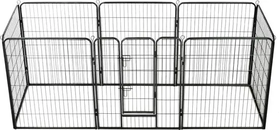 Hondenren met 8 panelen 80x100 cm staal zwart