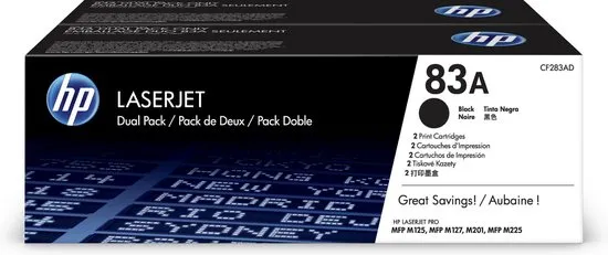 HP 83A 2-pack - Tonercartridge / Zwart