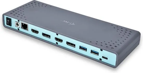 i-tec CADUAL4KDOCK notebook dock & poortreplicator Bedraad USB 3.2 Gen 1 (3.1 Gen 1) Type-C Zwart, Turkoois