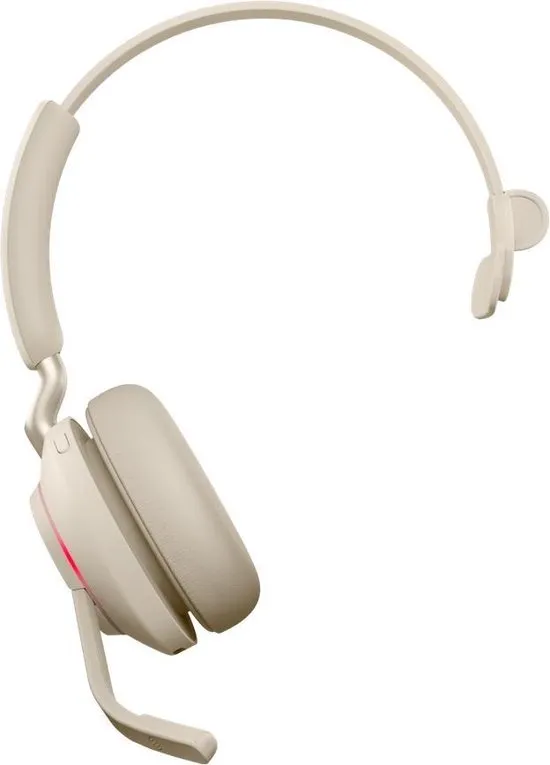 Jabra Evolve2 65 UC Mono Beige - Bluetooth Headset - op oor - omkeerbaar - Bluetooth - USB-A - ruisisolatie