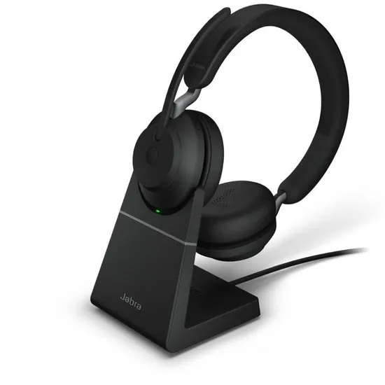 Jabra Evolve2 65 UC Stereo + Stand - Bluetooth Headset - op oor- draadloos - USB-C - noise isolating - Zwart