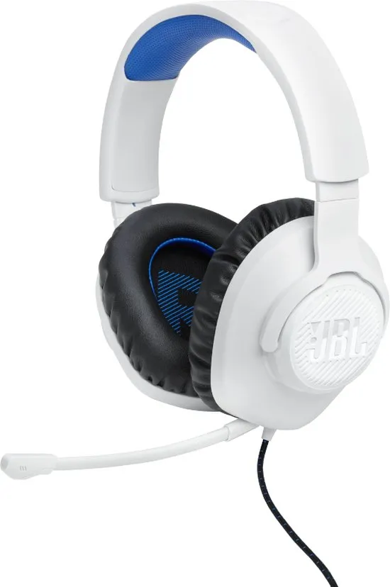 JBL Quantum 100 - Gaming Headphone for Playstation - Wired Over-Ear - Wit/Blauw - PC, Xbox, PS4, PS5 & Nintendo Switch