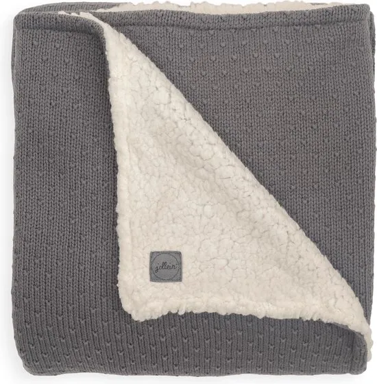 Jollein Wieg deken Bliss knit teddy 75x100cm - storm grey