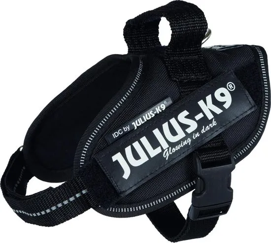 Julius K9 Power - Harnas/Tuig Voor Labels - Zwart - Mini-Mini - 40-53 cm