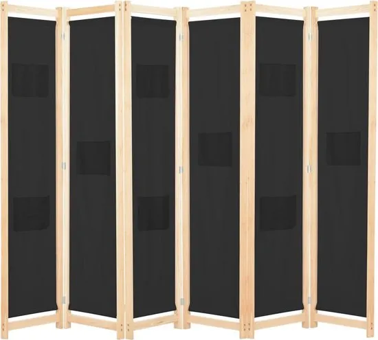 Kamerverdeler met 6 panelen 240x170x4 cm stof zwart