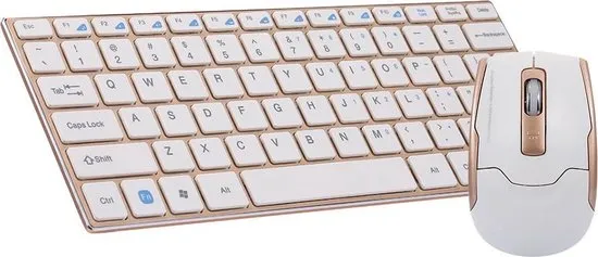 Keyboard Gaming - toetsenbord HK3910 2,4 GHz draadloos 78-toetsen Metalen ultradun toetsenbord met toetsenbordafdekking + draadloze optische muis met ingebouwde USB-ontvanger voor computer PC-laptop (goud)
