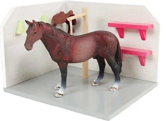 Kids Globe - Paarden wasbox roze - Speelfigurenset - 15 x 18 x 12 - Schaal 1:24 (610205)