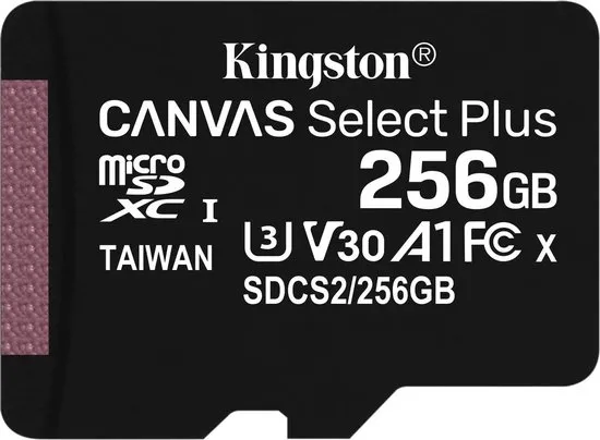 Kingston Technology Canvas Select Plus flashgeheugen 256 GB MicroSDXC Klasse 10 UHS-I
