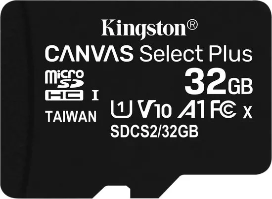 Kingston Technology Canvas Select Plus flashgeheugen 32 GB MicroSDHC Klasse 10 UHS-I