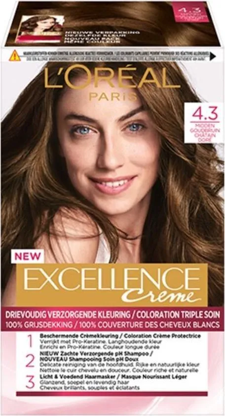 L'Oréal Paris Excellence Crème 4.3 - Midden Goudbruin - Haarverf