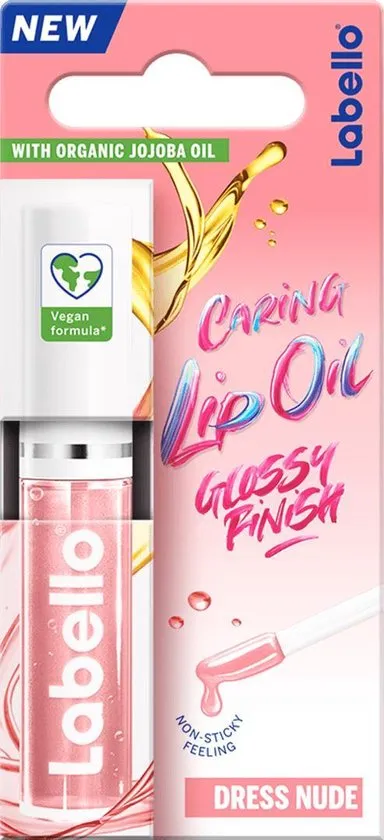 Labello Carin Lip Oil - Glossy finish - vegan lippenolie - met jojoba olie - lipverzorging - transparant - dress nude