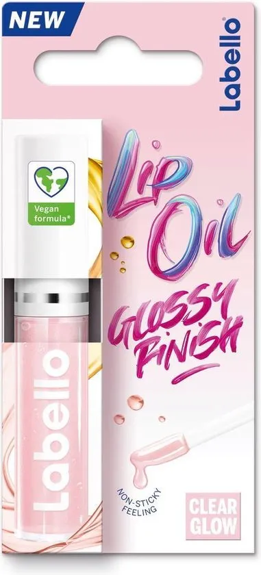 Labello Caring Lip Oil - Glossy finish - vegan lippenolie - met jojoba olie - lipgloss transparant - clear glow