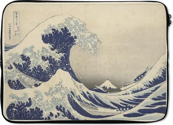 Laptophoes 14 inch - De grote golf bij Kanagawa - Schilderij van Katsushika Hokusai - Laptop sleeve